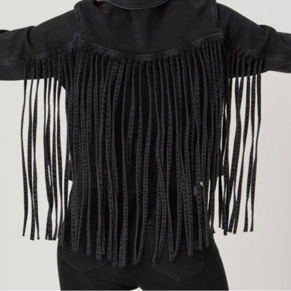 NWT MAVI Fringe Black Denim Jacket - Picture 3 of 10